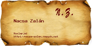 Nacsa Zalán névjegykártya